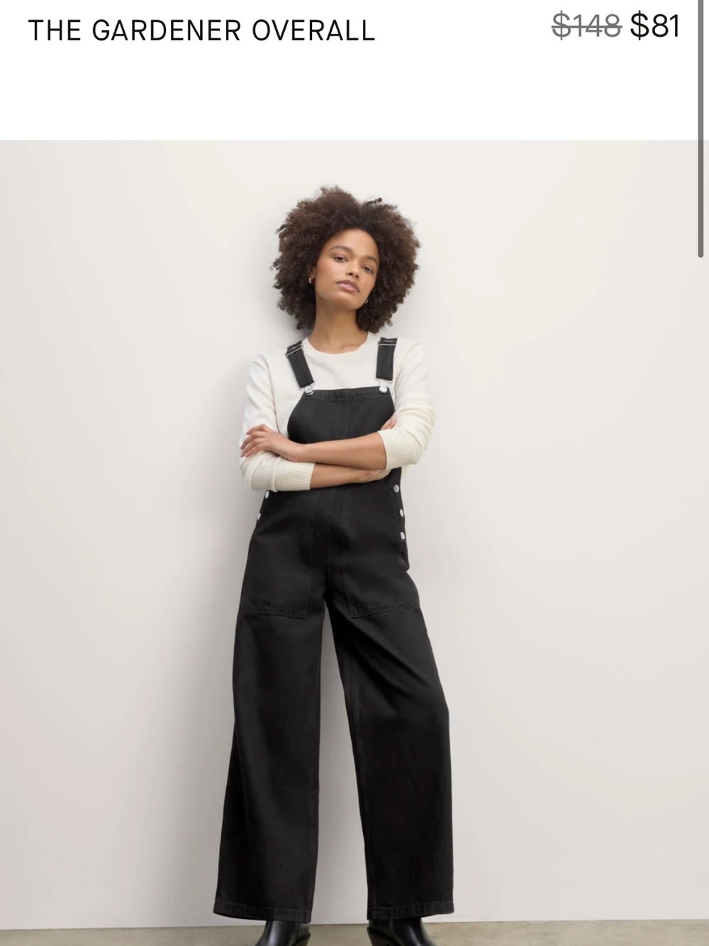 Everlane The Gardener Overall - Black Wide-Leg Women’s Overalls